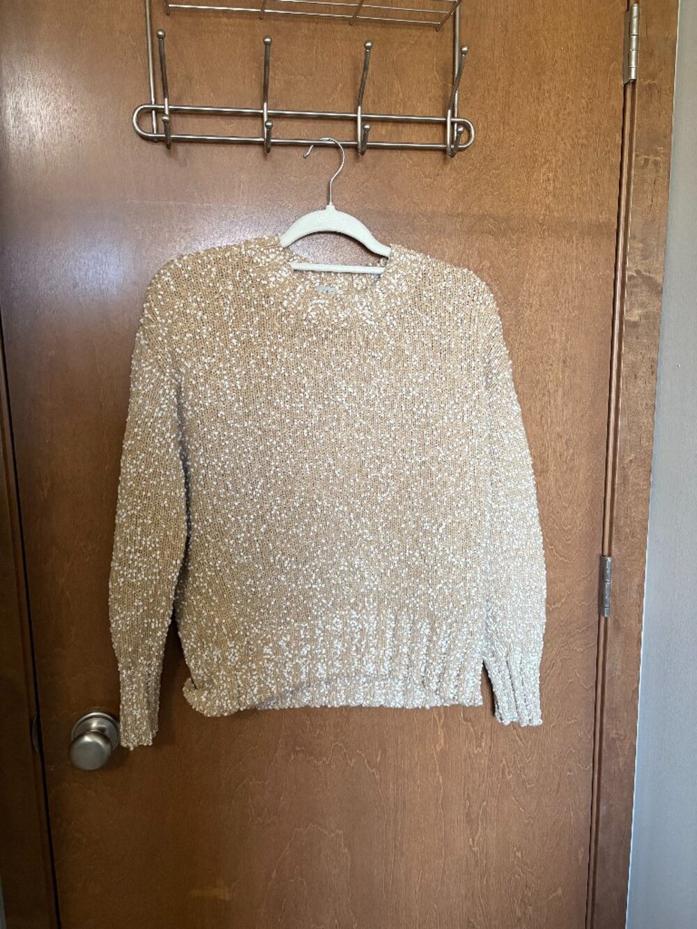 LOFT Outlet tan and cream sweater